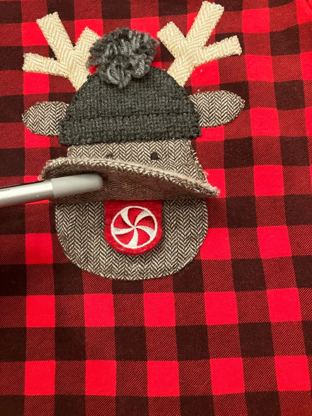 Mud Pie Red and Black Buffalo Plaid Reindeer One-Piece